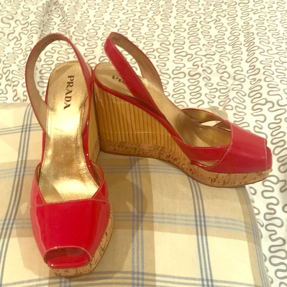 Prada wedges Red with open toe